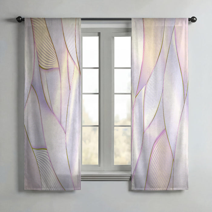 Soft Purple Feather Layered Abstract Pattern Window Curtains