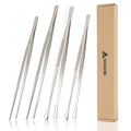 SOLEADER 4pc Professional Kitchen Tweezers Set (10" & 12")