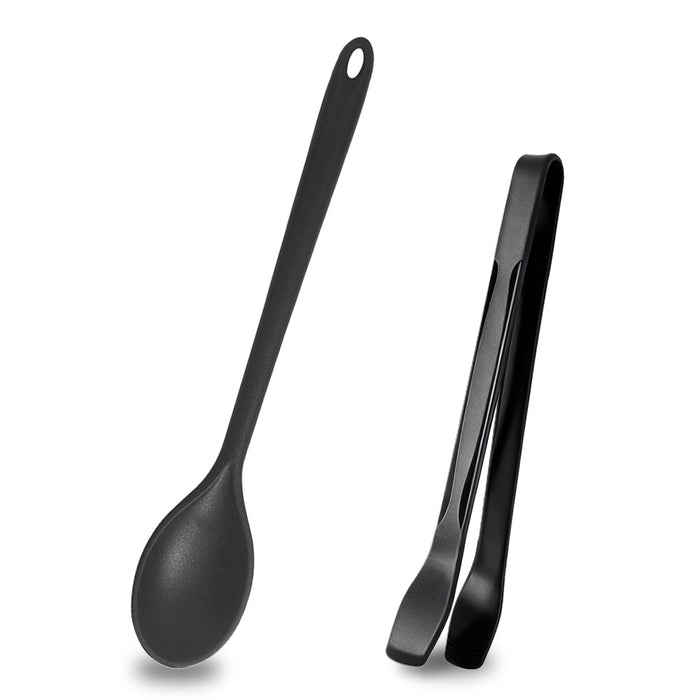 SOLEADER Heat-Resistant Silicone Tongs & Serving Spoon Set - Non-Stick Safe