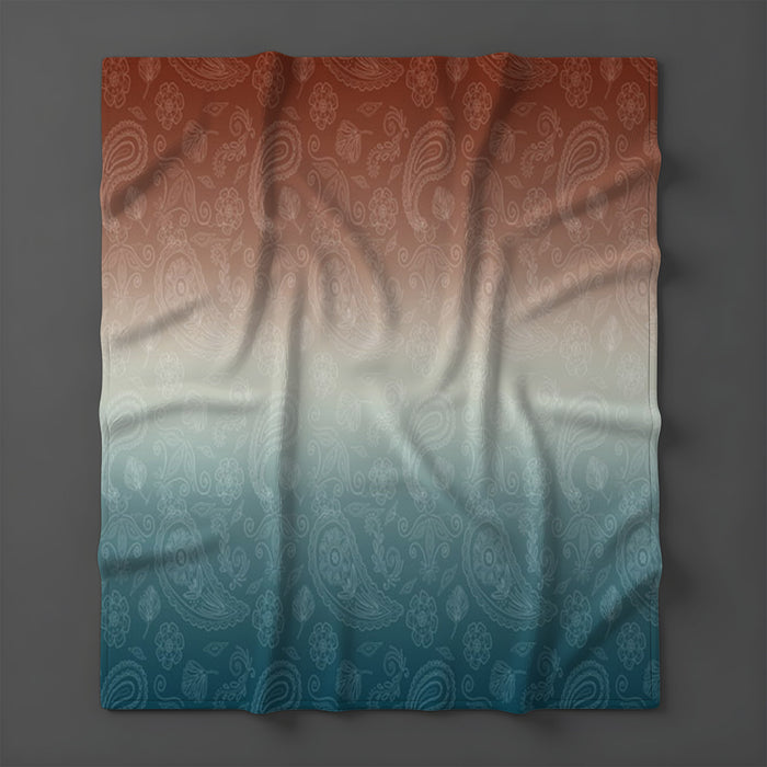 Southwestern Paisley Gradient Fleece Sherpa Blanket