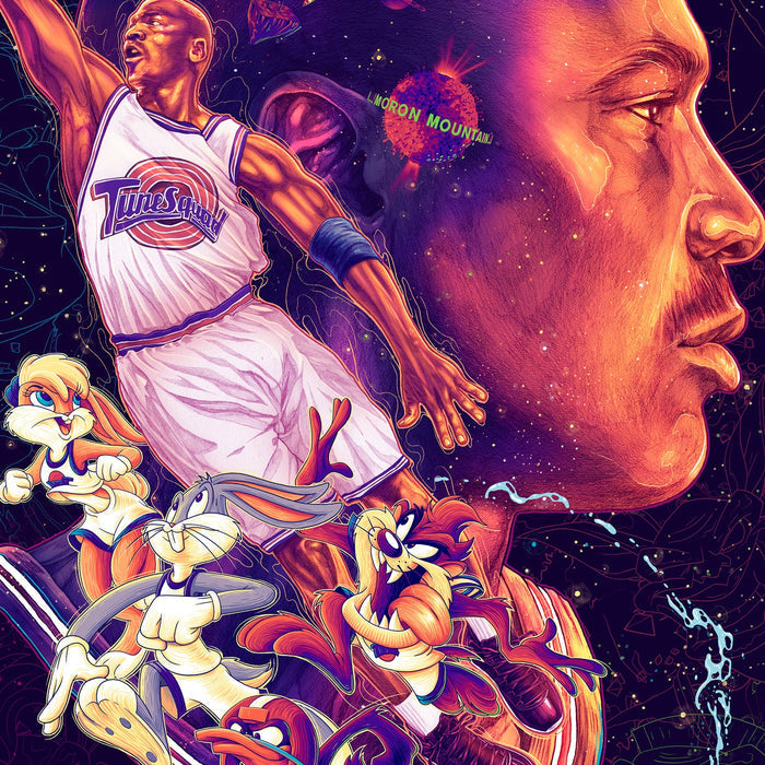 Space Jam GID by Tavo Montanez, 24" x 36" Screen Print with Glow in the Dark layer