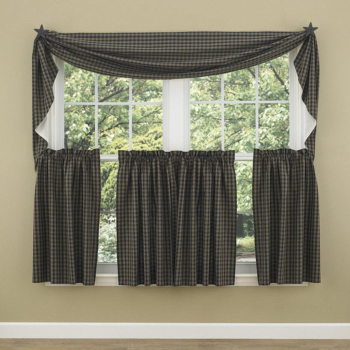 Sturbridge Black Lined Fishtail Swag Curtain - Primitive Star Quilt Shop