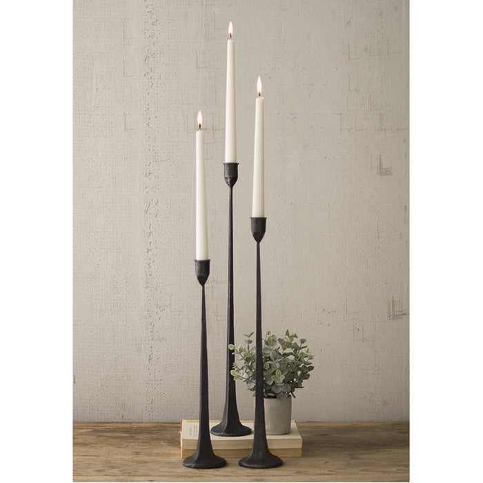 Tall Cast Iron Taper Candle Holders Set/3
