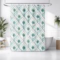 Teal Diamond Geometric Pattern Shower Curtain
