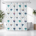 Teal Diamond Geometric Pattern Shower Curtain