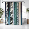Teal Textile Stripe Pattern Shower Curtain