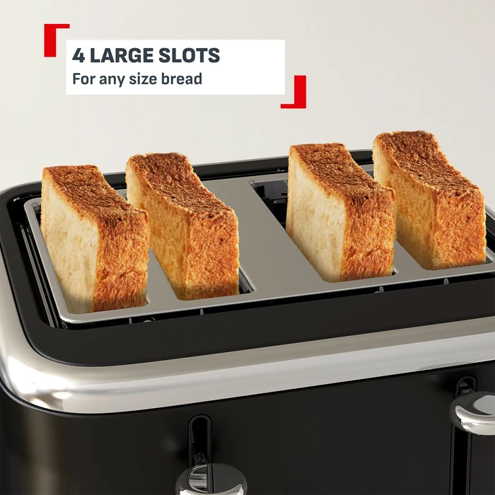 Tefal Collection Toaster 4-slice Black TF7208 with 4 large slots for ant size bread