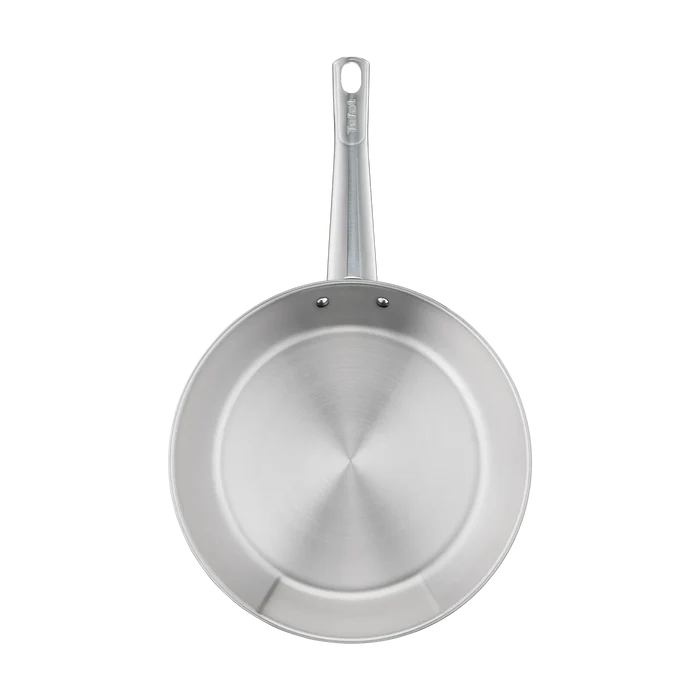 Tefal Cook Eat Induction Uncoated Stainless Steel Frypan 28cm top view interior uncoated surface
