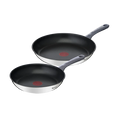 Tefal Daily Cook Induction Stainless Steel Non-stick Twin Pack Frypans 24/28cm