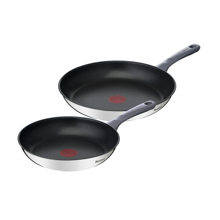 Tefal Daily Cook Induction Stainless Steel Non-stick Twin Pack Frypans 24/28cm