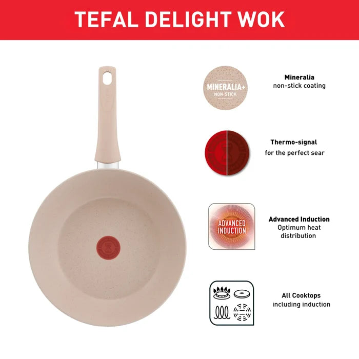 Tefal Delight Induction Mineralia Non-Stick Wok 28cm
