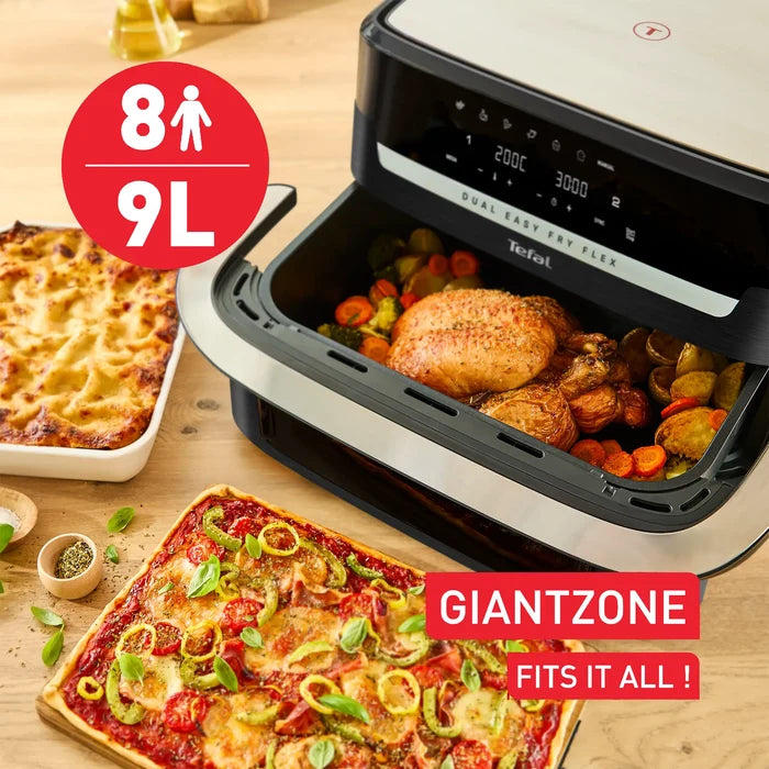 Tefal Dual Easy Fry Flex Black Air Fryer EY9228 - large 9L single zone feeds 8 people