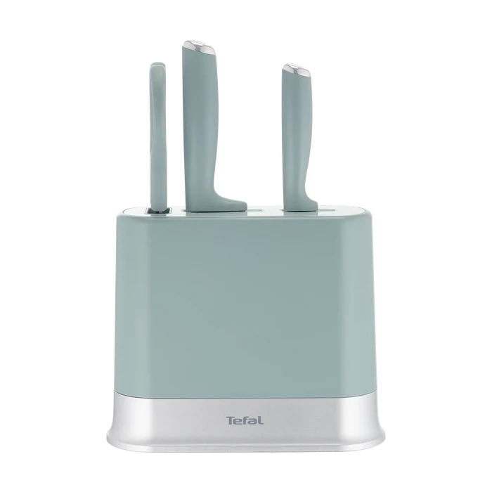Tefal Eversharp Daily Eucalyptus Knife Block 3pc Set with Integrated Sharpener