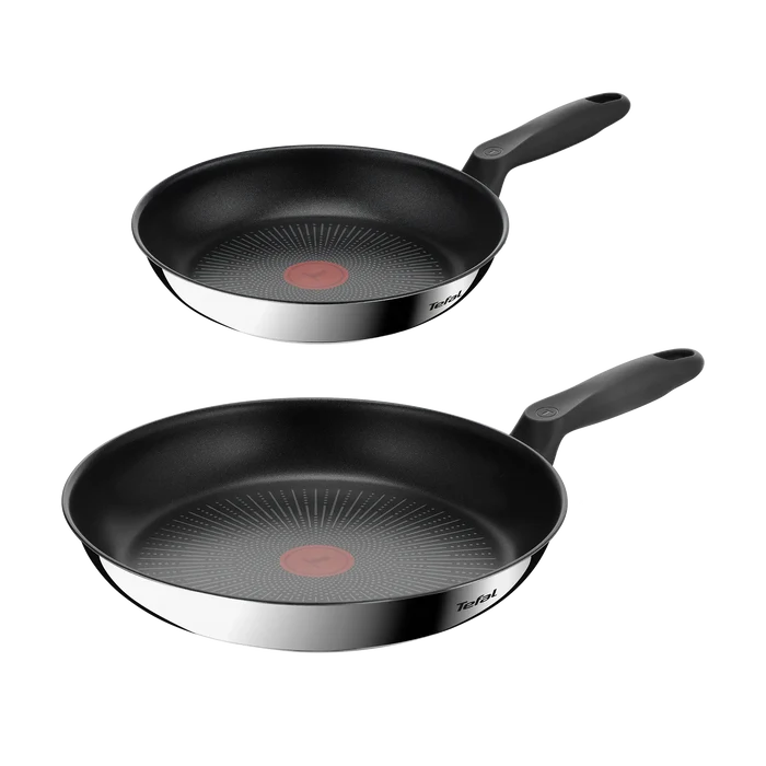 Tefal Everyday Chef Induction Stainless Steel Non-Stick Twin Pack Frypans 24/28cm