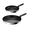 Tefal Everyday Chef Induction Stainless Steel Non-Stick Twin Pack Frypans 24/28cm