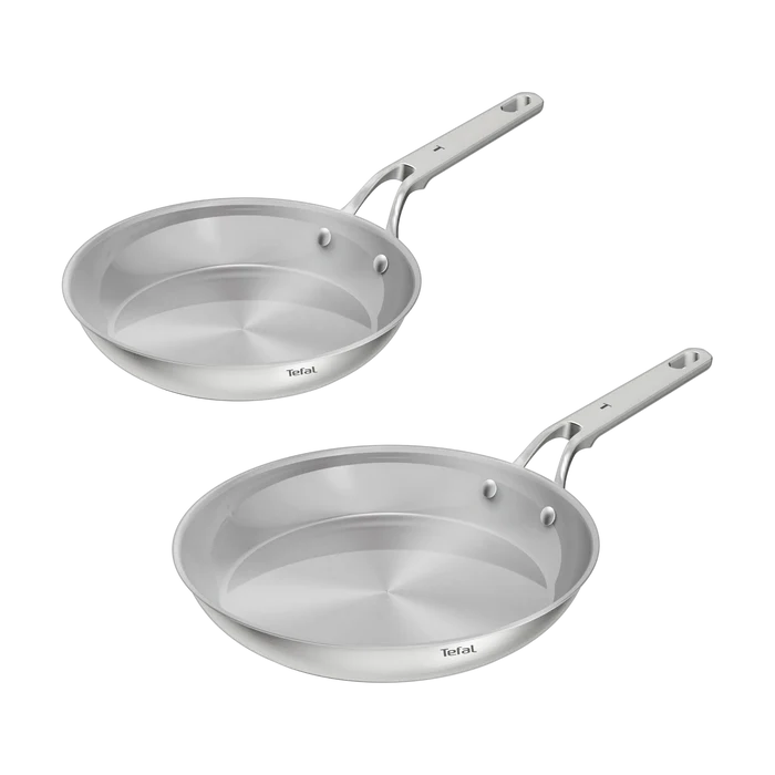Tefal Extreme Induction Stainless Steel Uncoated Twin Pack Frypans 24/28cm