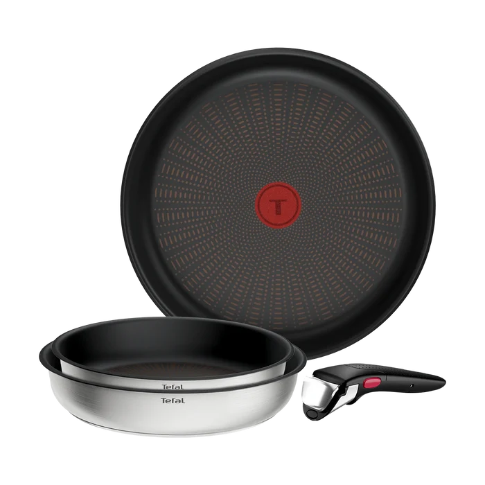 Tefal Ingenio Emotion+ Induction Stainless Steel Non-Stick 4pc Frypan Set top view showing interior non-stick coating