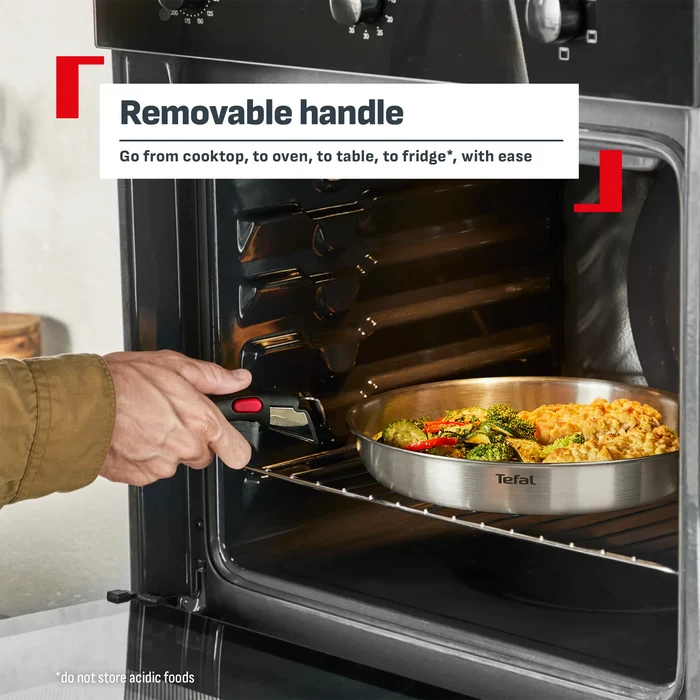 Tefal Ingenio Emotion+ Induction Uncoated Stainless Steel Set with removable handle