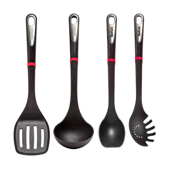 Tefal Ingenio Nylon Kitchen Utensil Essentials Set with slotted turner, ladle, spoon and pasta spoon