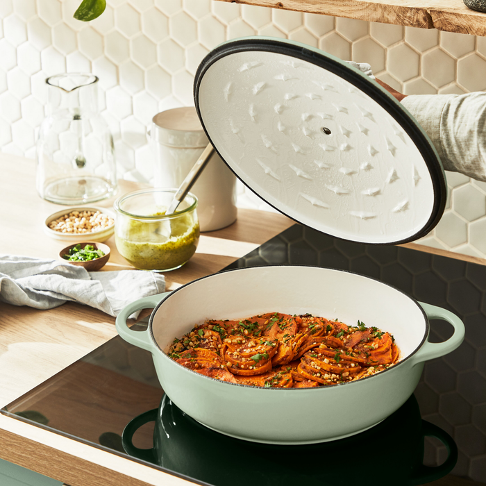 Tefal LOV Induction Cast Iron Green Lichen Shallowpot 28cm/3.8L + Lid
