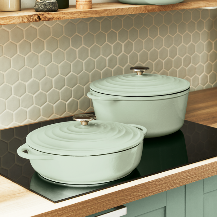 Tefal LOV Induction Cast Iron Green Lichen Stewpot 29cm/7.4L + Lid