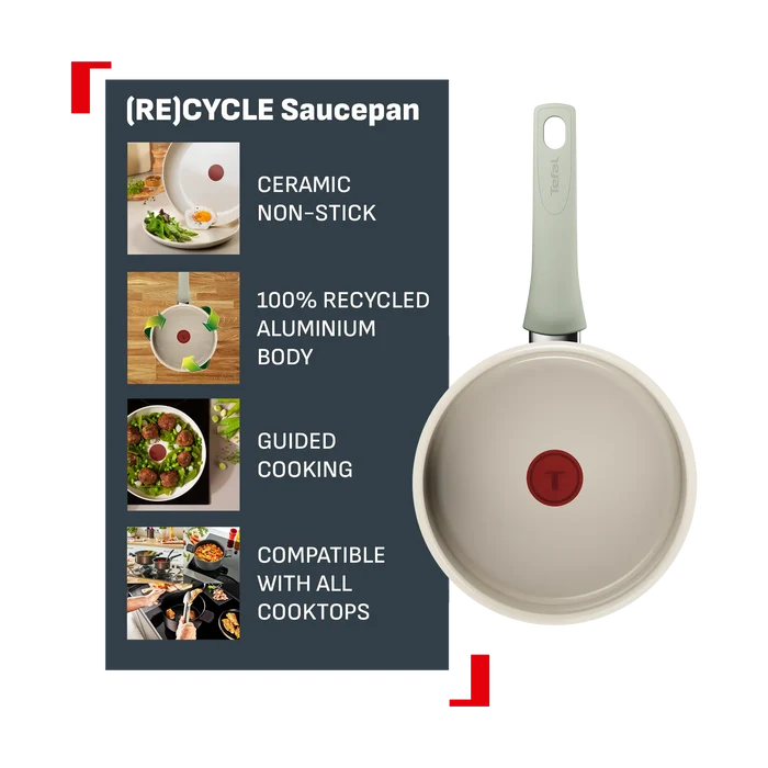 Tefal (Re)cycle Induction Ceramic Green Lichen Non-Stick Saucepan 16cm