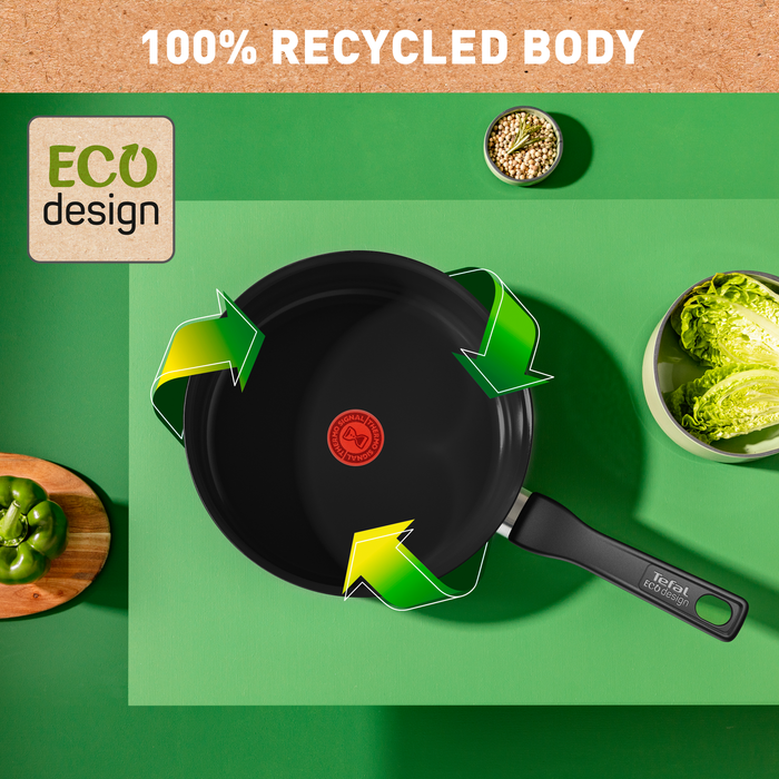 Tefal Renew Black Ceramic Non-stick Sautepan + Lid 24cm