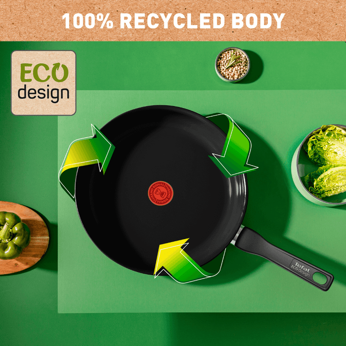 Tefal Renew Black Twin Pack Frypan Set 20/28cm - Ceramic Non-Stick Coating