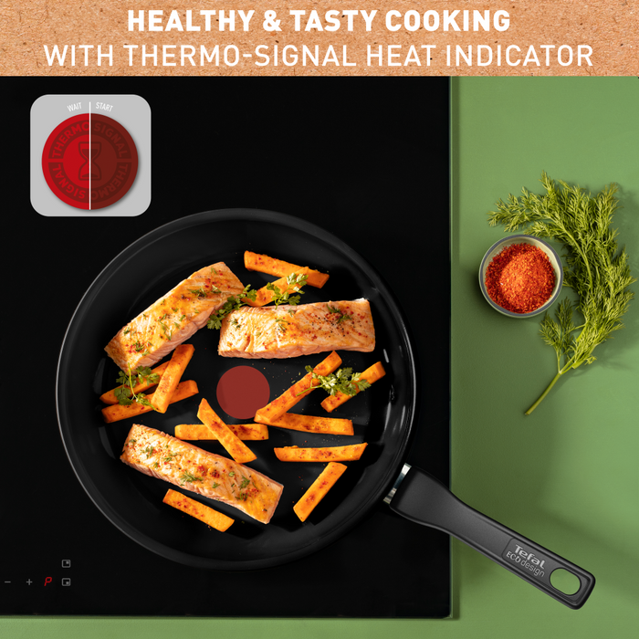 Tefal Renew Black Twin Pack Frypan Set 20/28cm - Ceramic Non-Stick Coating