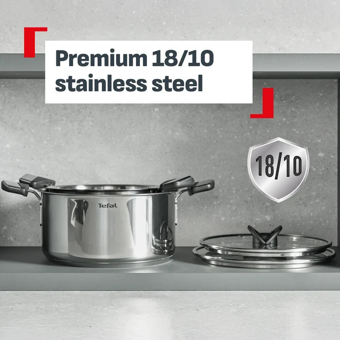 Tefal Space+ Emotion+ Induction Stainless Steel Uncoated Stewpot 20cm + Lid