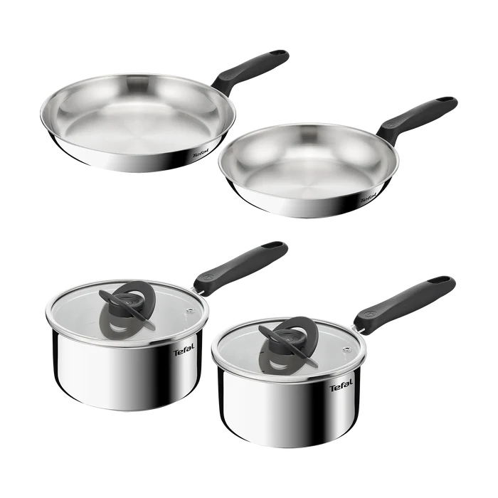 Tefal Space+ Everyday Chef Induction Uncoated Stainless Steel 4pc Set