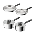 Tefal Space+ Everyday Chef Induction Uncoated Stainless Steel 4pc Set