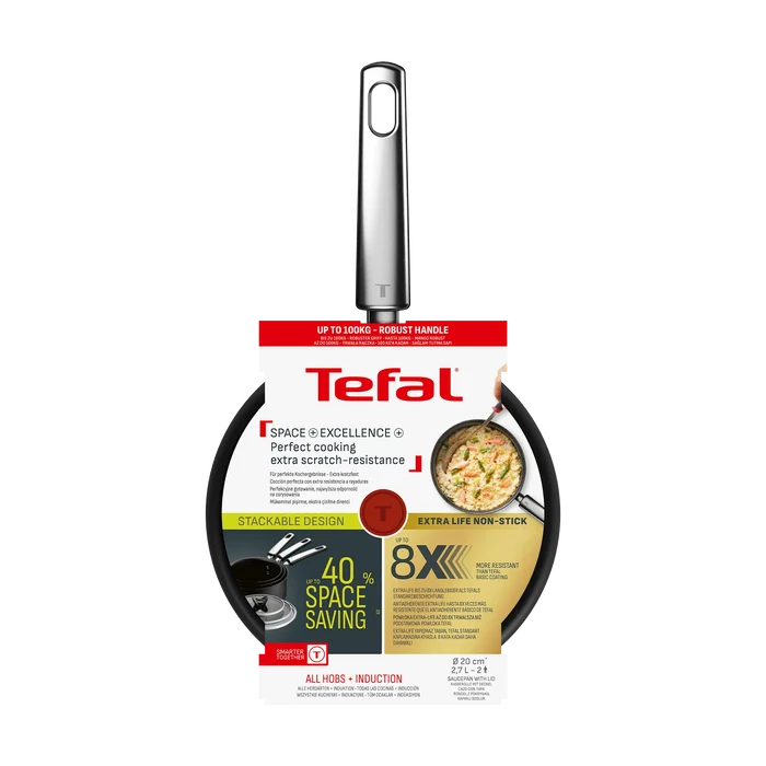 Tefal Space+ Excellence+ Induction Non-Stick Saucepan 18cm + Lid Packaging