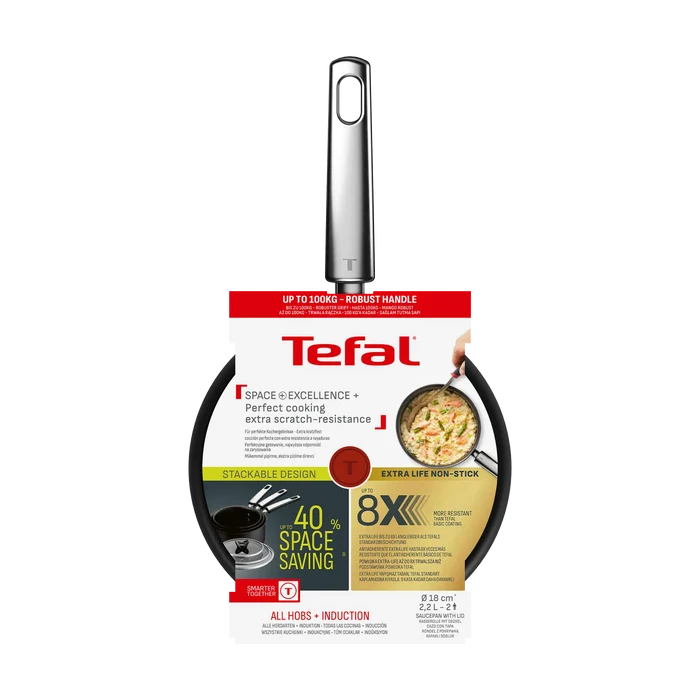 Tefal Space+ Excellence+ Induction Non-Stick Saucepan 20cm + Lid Packaging