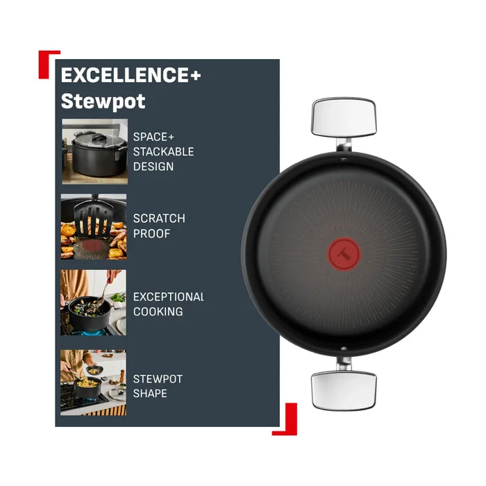 Tefal Space+ Excellence+ Induction Non-Stick Stewpot 24cm + Lid Features