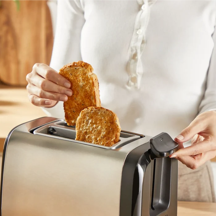 Tefal Subito Stainless Steel Toaster & Kettle Breakfast Set TT5SAD with extra-high lift lever