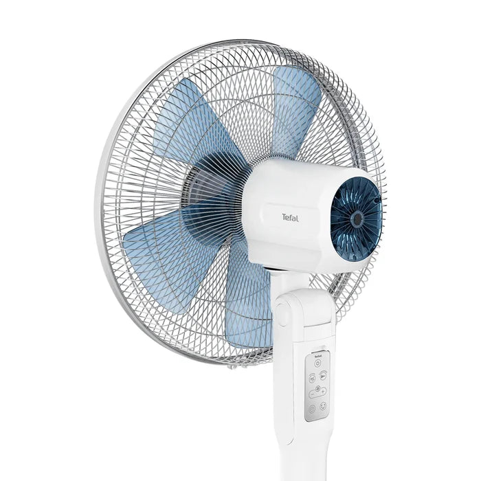 Tefal Turbo Silence Extreme+ Stand Fan VF5870 rear of fan with remote control storage