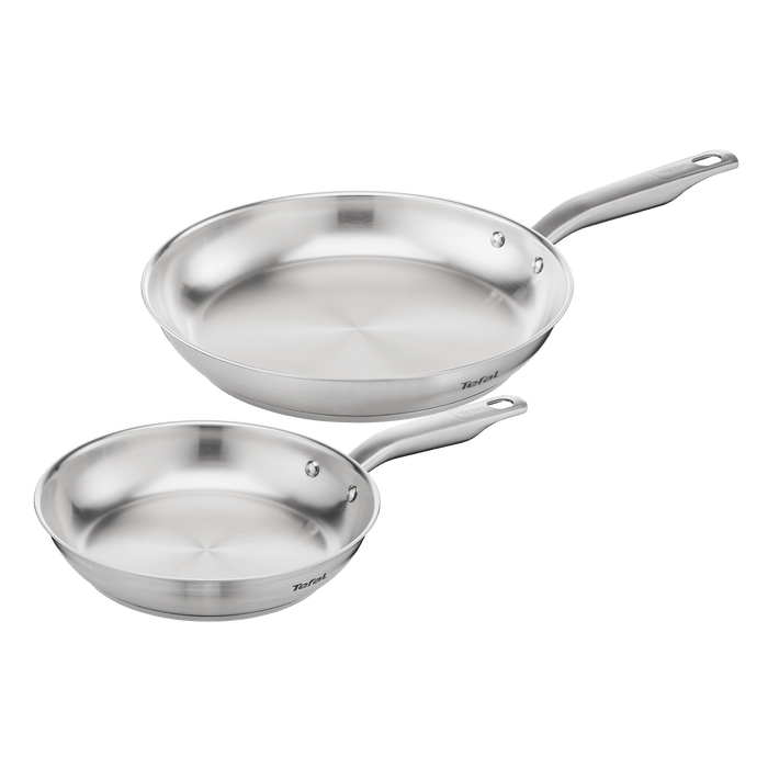 Tefal Virtuoso Induction Stainless Steel Uncoated Twin Frypan 24/28cm