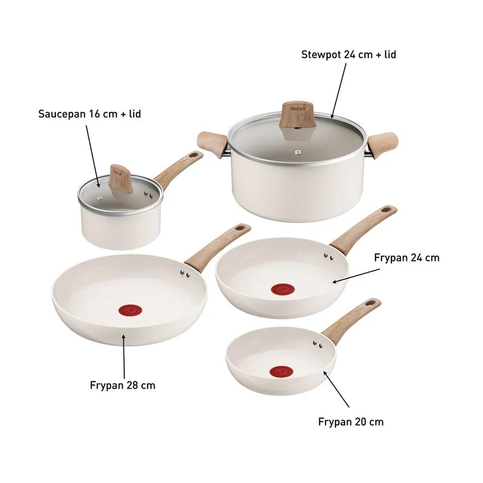 Tefal Vivaceram Induction Ceramic Beige 5pc Cookware Set C445S517