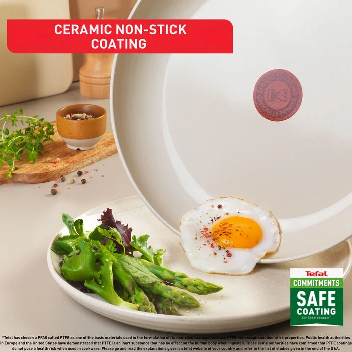 Tefal Vivaceram Induction Ceramic Beige 5pc Cookware Set C445S517