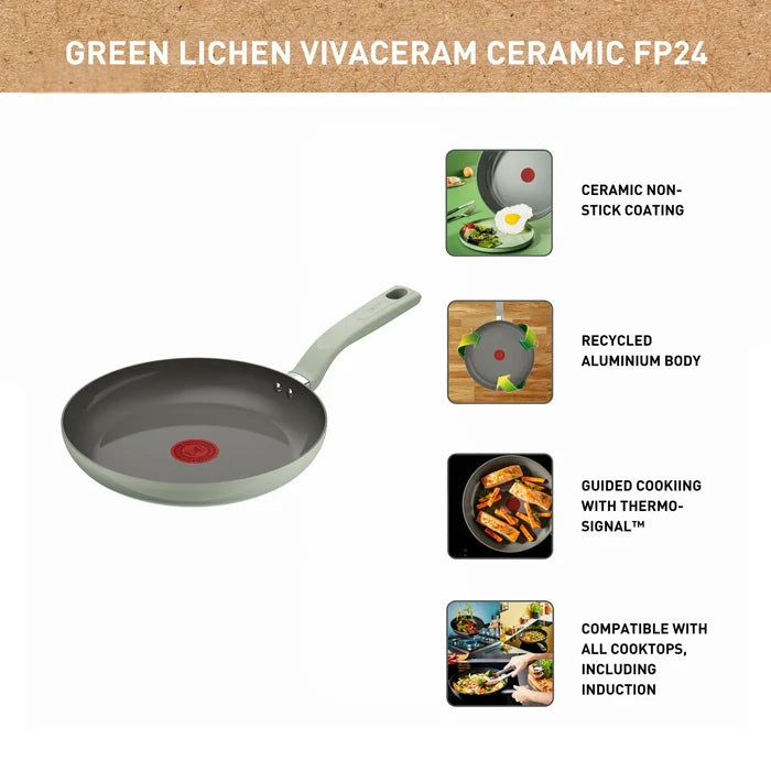 Tefal Vivaceram Induction Ceramic Green Lichen Frypan 24cm