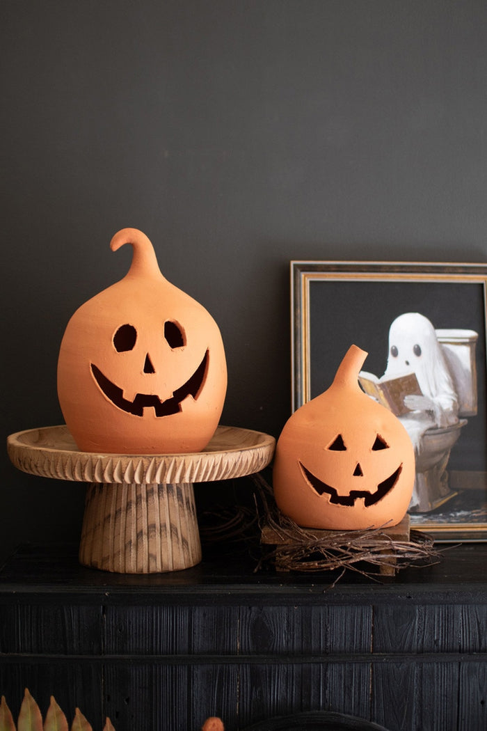 Terracotta Jack-O-Lanterns Set/2