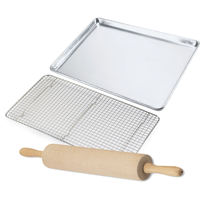 The Ultimate Baking Bundle: Baking Sheet / Cooling Rack / Rolling Pin bundle