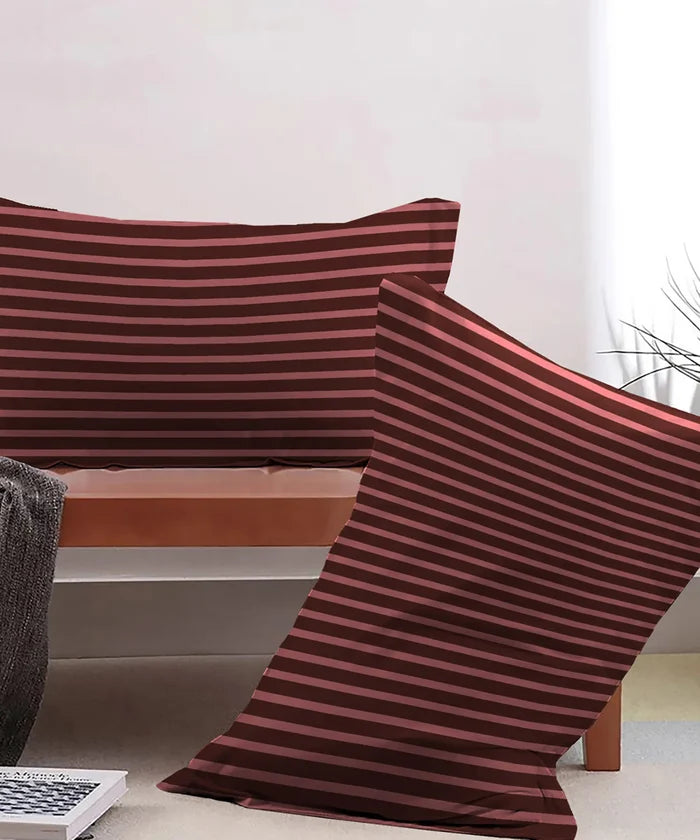 Urban Comfort Pillow Covers Set, Modern Brown| 144 TC Cotton