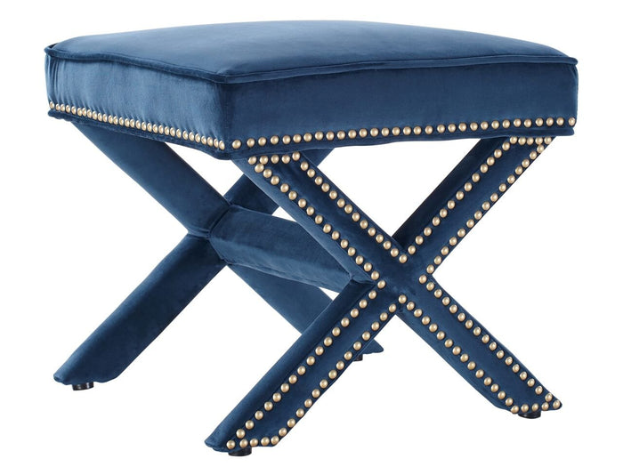 Velvet Ottoman, Navy