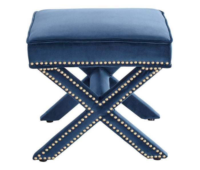 Velvet Ottoman, Navy