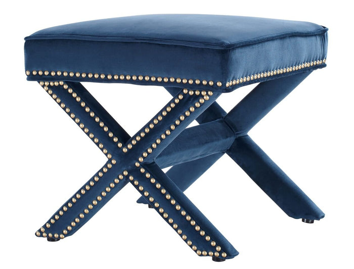Velvet Ottoman, Navy
