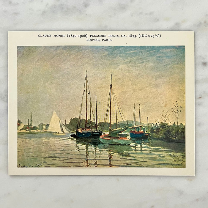 Vintage 1959 Monet “Pleasure Boats” Mini Offset Lithograph Art Print
