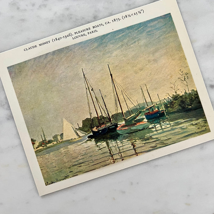 Vintage 1959 Monet “Pleasure Boats” Mini Offset Lithograph Art Print