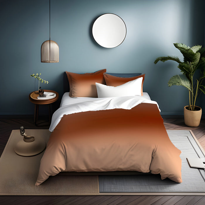 Warm Brown Sunset Gradient Minimalist Design Duvet Cover